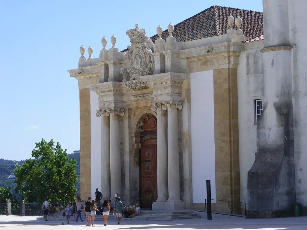 Façade of the Biblioteca Joanina in Coimbra.