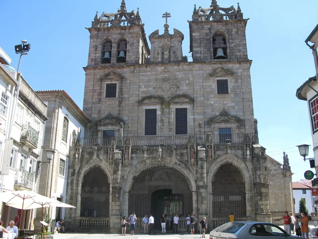 Main façade of the Sé de Braga in Braga.