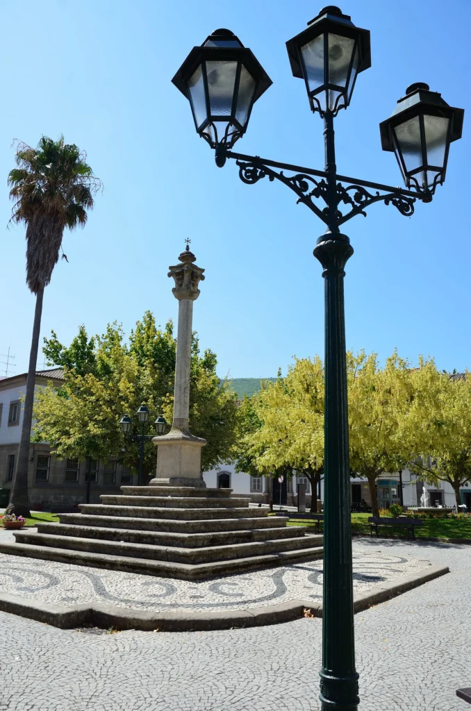 Stone pillory in the central square of Fundão.