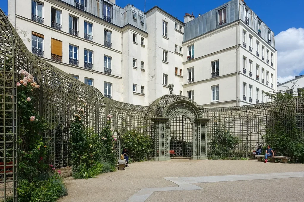 View of the Jardin Anne Frank in the Marais.